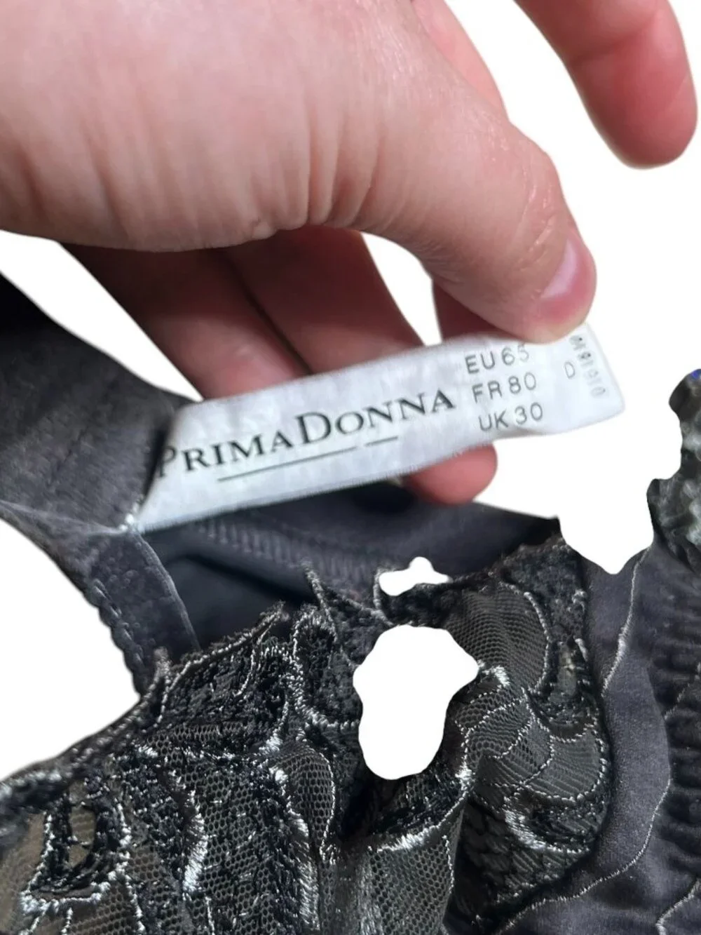 Prima Donna Primadonna Bra Womens Size 30D Gray Deauville Lace Full Cup - Picture 6 of 6